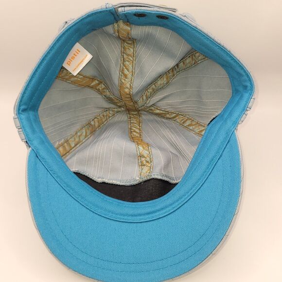 Pistil Hat Men Women Sky Blue Striped Casual Cap Newsboys Cadet Fiddler VGUC - Picture 7 of 9
